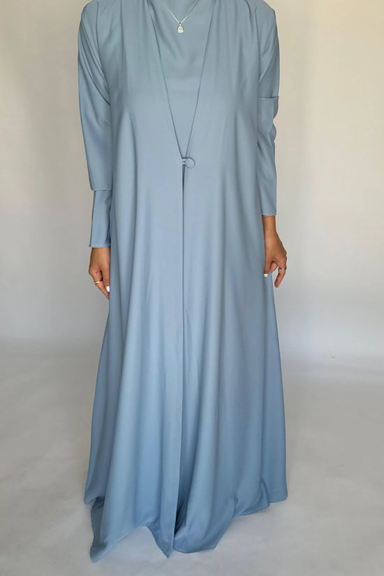 Baby Blue Soft Crepe Abaya, With Matching Under Abaya Dress & Shaila