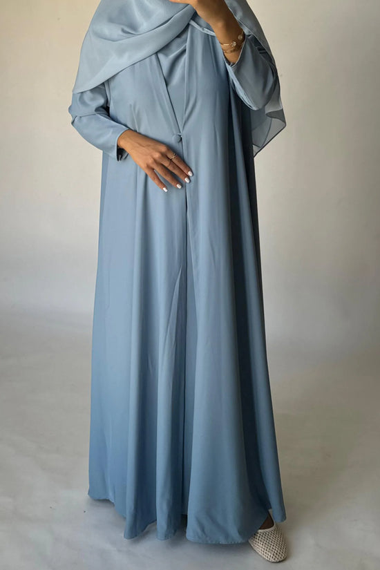Baby Blue Soft Crepe Abaya, With Matching Under Abaya Dress & Shaila