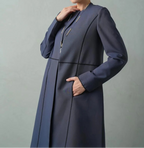 Elegant Slate Blue Minimalist Abaya with Contrast Piping