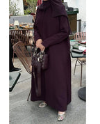Plum Straight-Cut Abaya with Front Slit