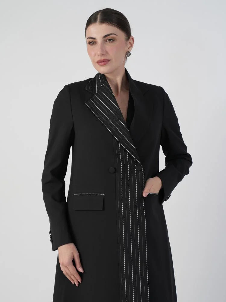 Black Blazer Abaya with Rear Opening