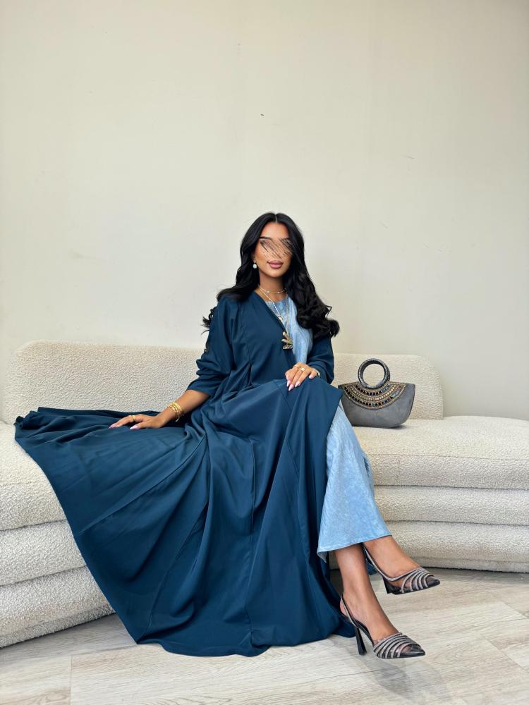 Teal Cloche cut Abaya with Shaila