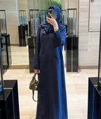 Navy Blue Overlap Abaya with Pocket Detail