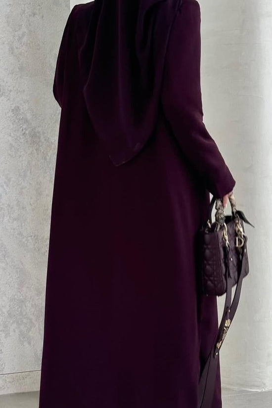 Plum Straight-Cut Abaya with Front Slit