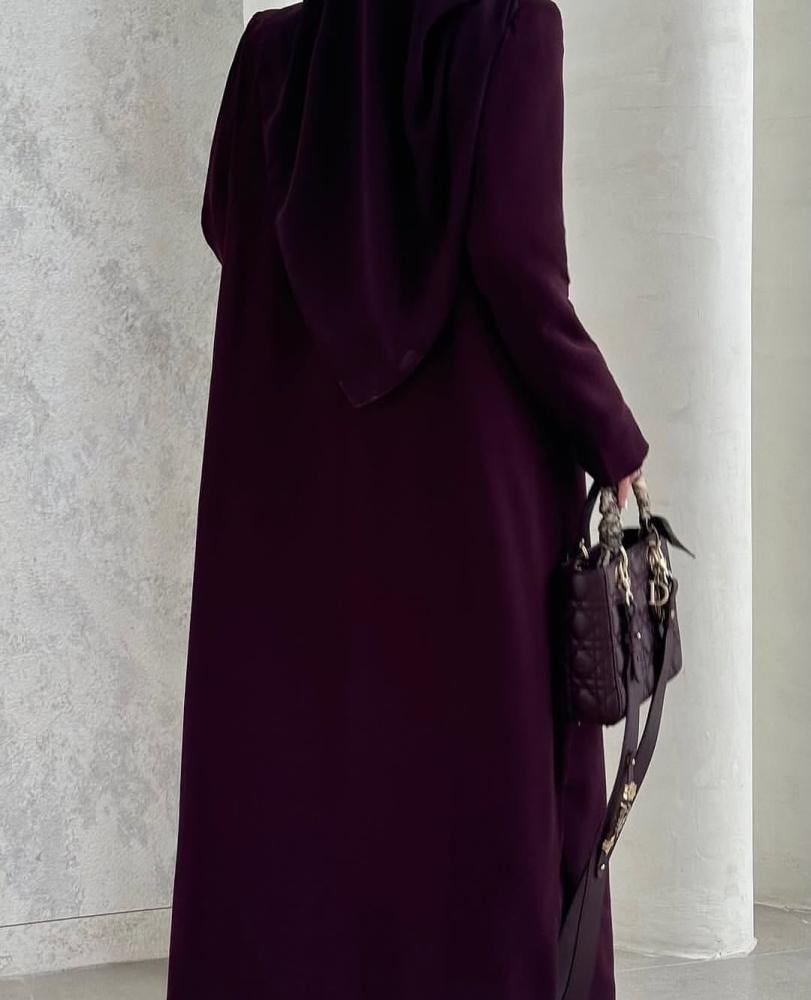 Plum Straight-Cut Abaya with Front Slit