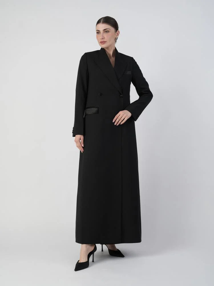 Classic formal blazer with satin overlay