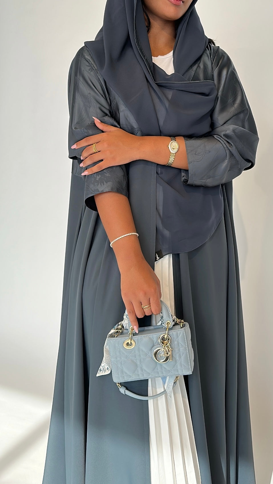 Flared cut with a collar Abaya - Green