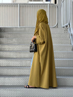 Mustard Green Abaya - Half bisht Abaya