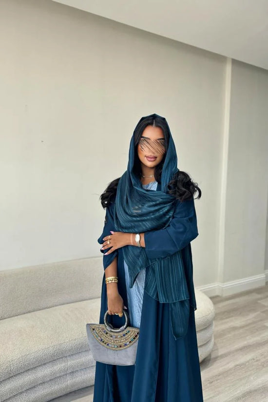 Teal Cloche cut Abaya with Shaila