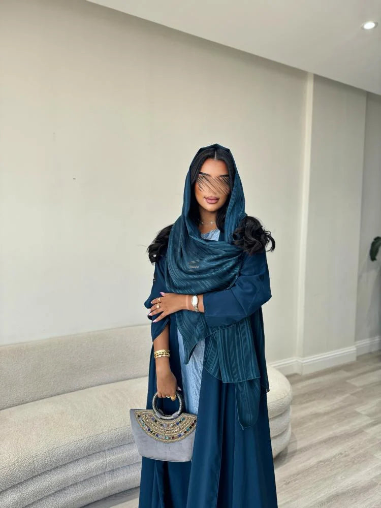 Teal Cloche cut Abaya with Shaila