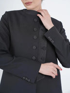 Premium Black Embellished Front Abaya