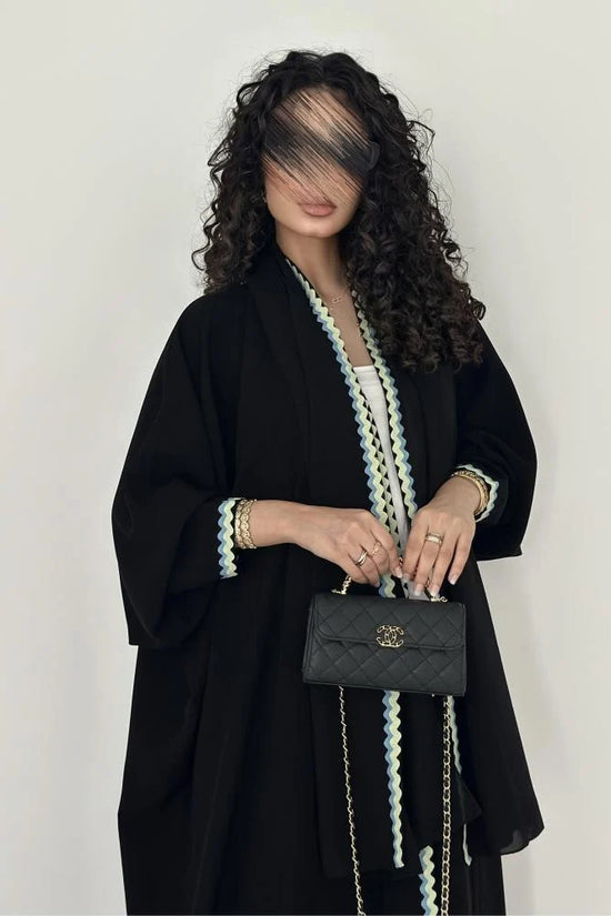 Black Relaxed-Fit Abaya with Contrasting Trim