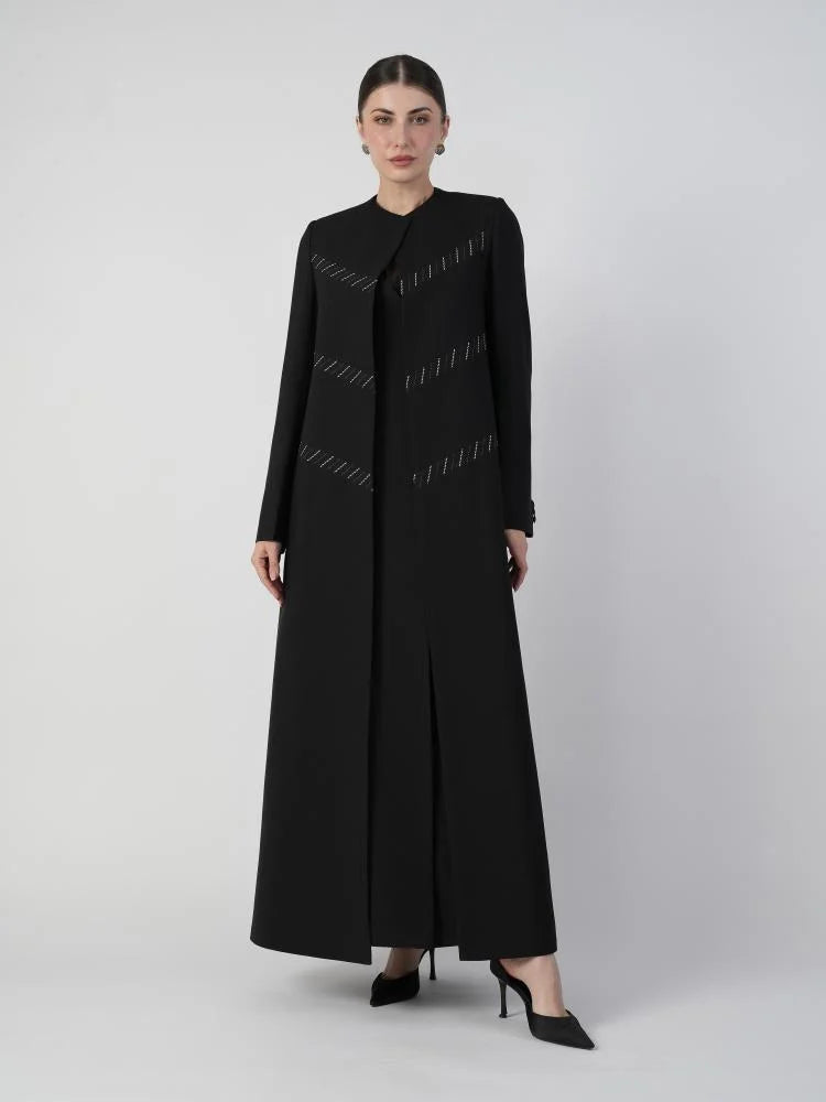 Elegant Black Blazer Abaya with Shaila