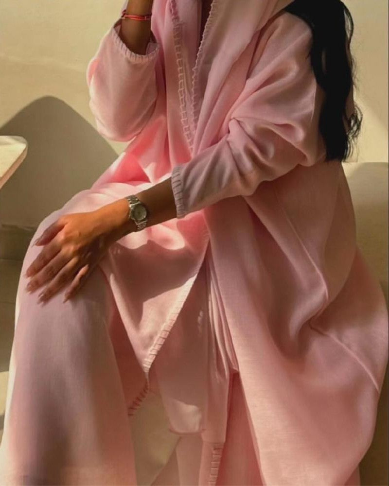 Pink Soft Linen daily wear Abaya