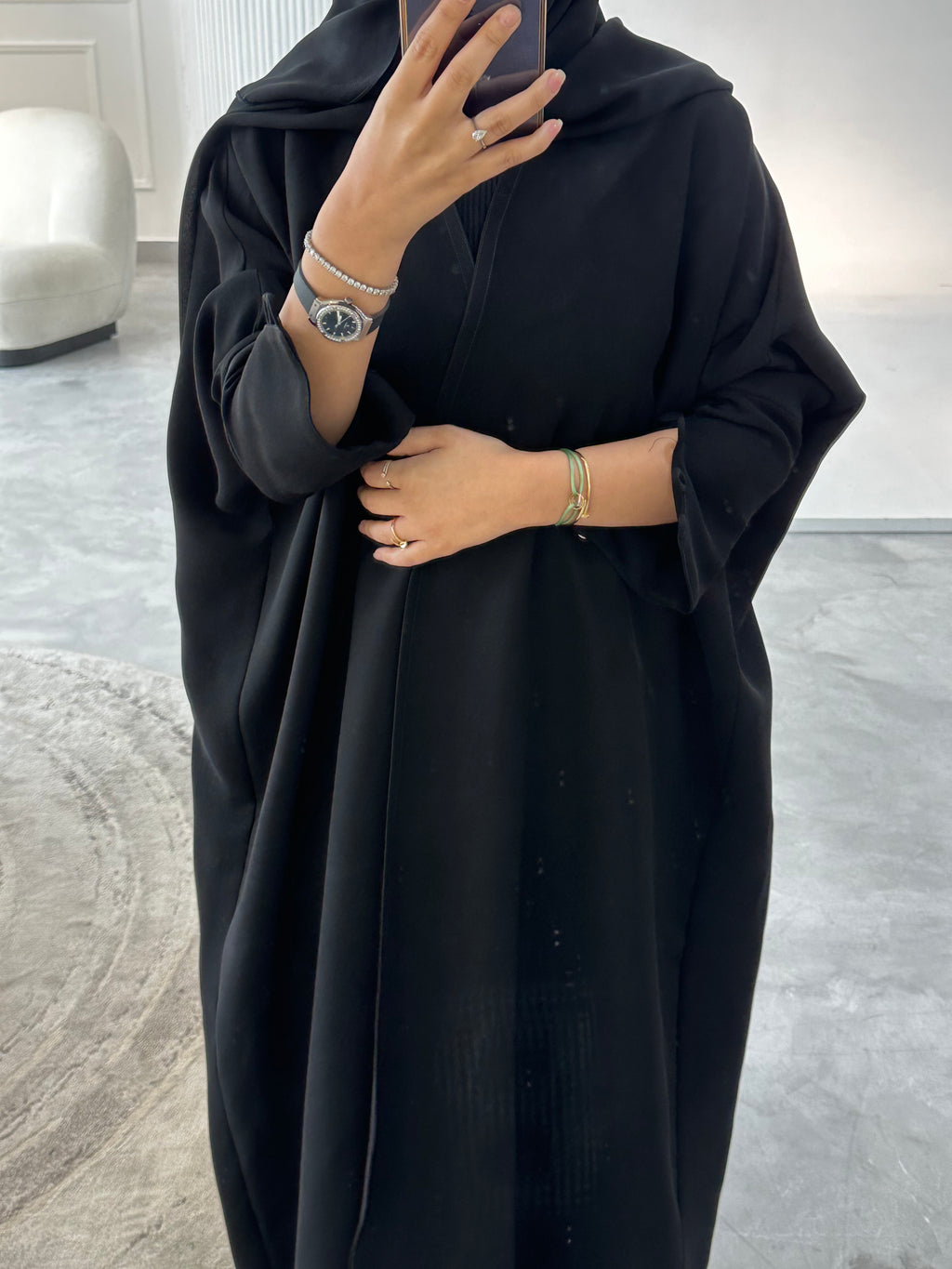 Black buttons classic Abaya