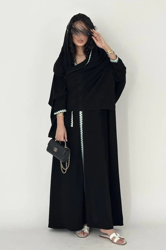 Black Relaxed-Fit Abaya with Contrasting Trim