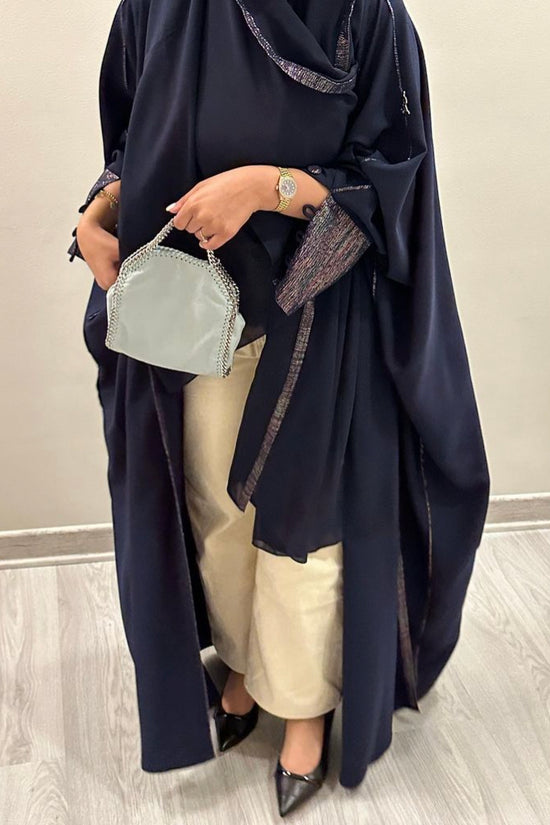 Indonesian crepe with zari linen Abaya