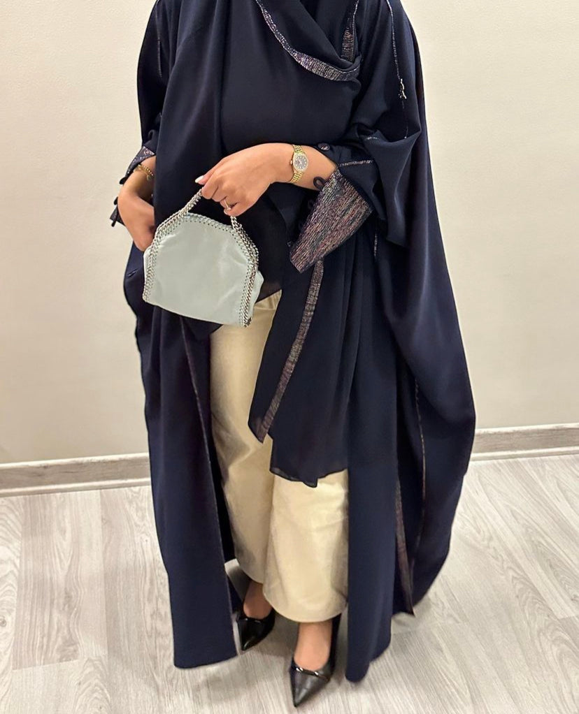 Indonesian crepe with zari linen Abaya