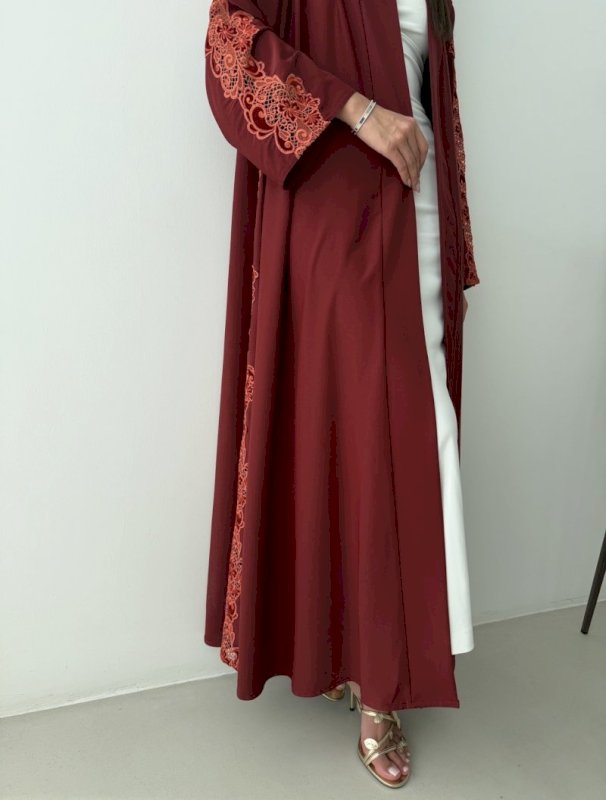 Rust Lace Abaya with Shaila