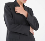 Classic Black Blazer Collar Open Abaya