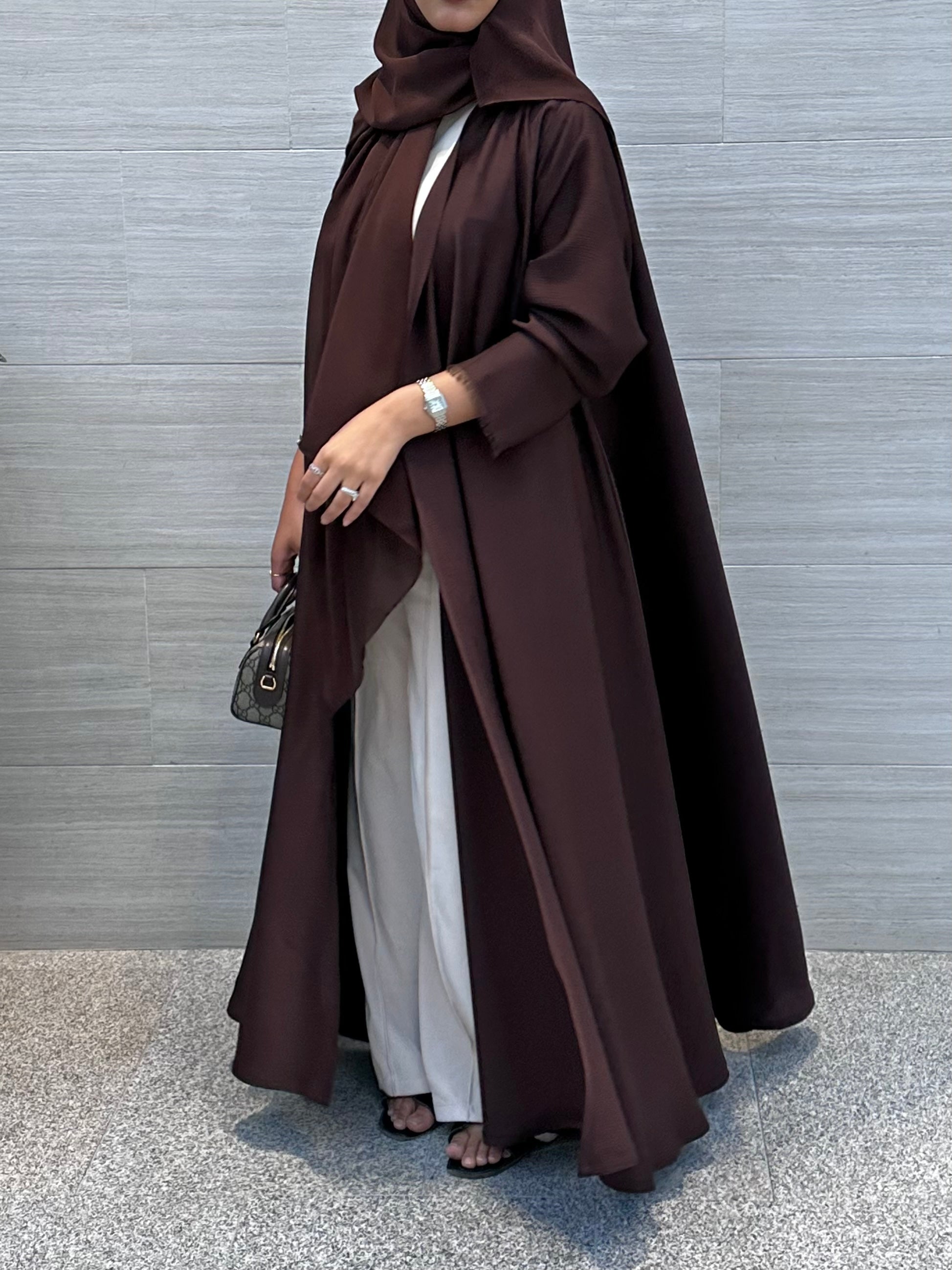 Cloche Cut Abaya - Brown