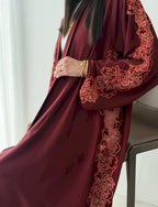 Rust Lace Abaya with Shaila