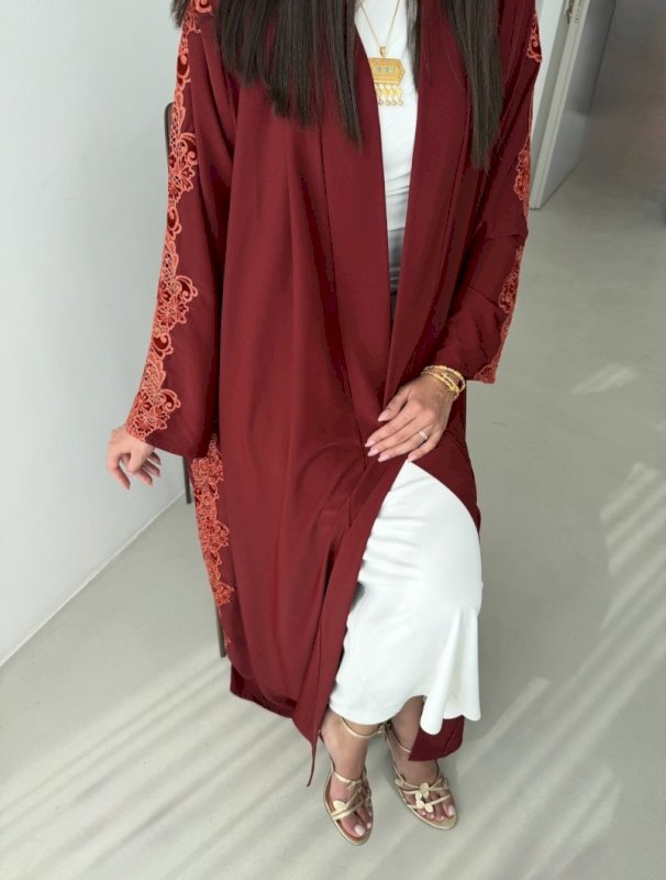 Rust Lace Abaya with Shaila