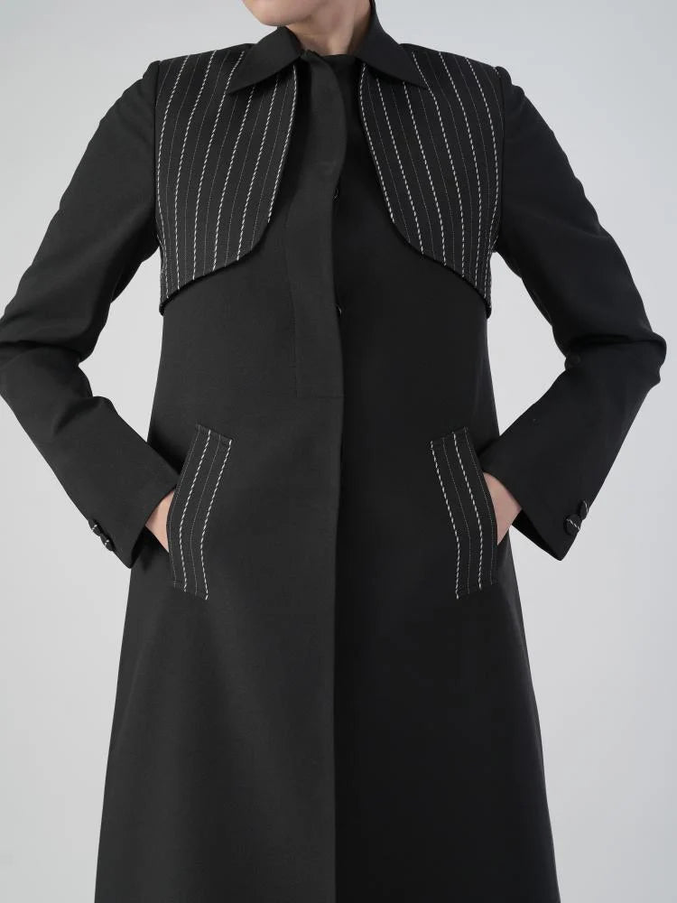 Formal Black Blazer Abaya with Shaila