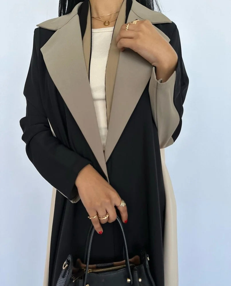 Black & Brown Blazer Abaya