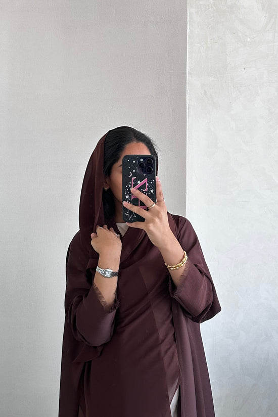 Cloche Cut Abaya - Brown