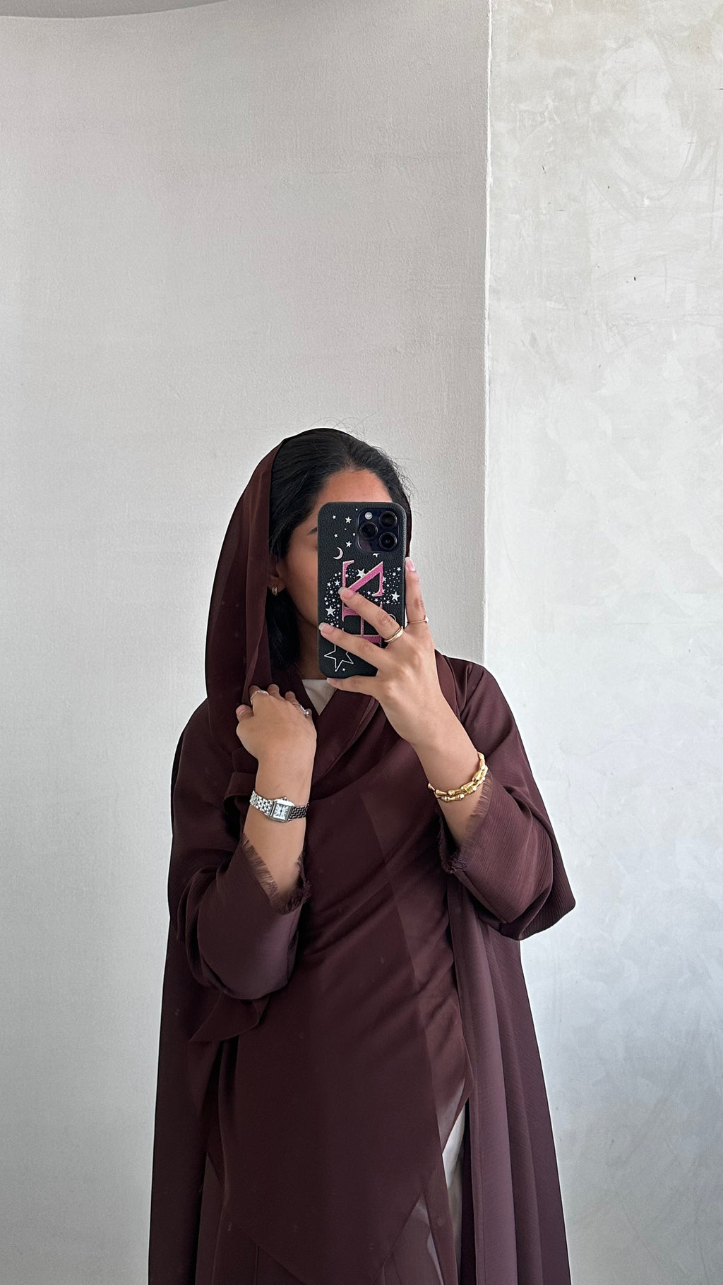 Cloche Cut Abaya - Brown