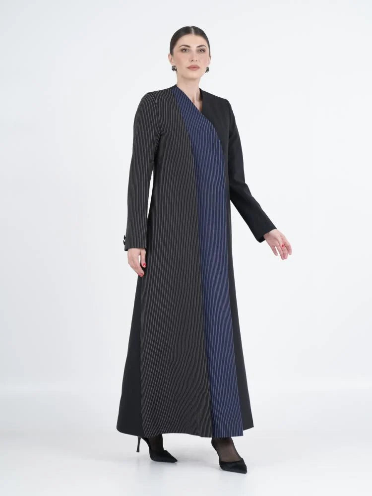 Modern Colour Block Pinstripe Designer Abaya