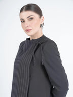 Black Pinstripe Designer Abaya