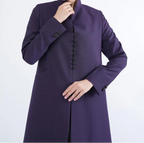Purple Formal Abaya with Sleek Silhouette and Full Button Front