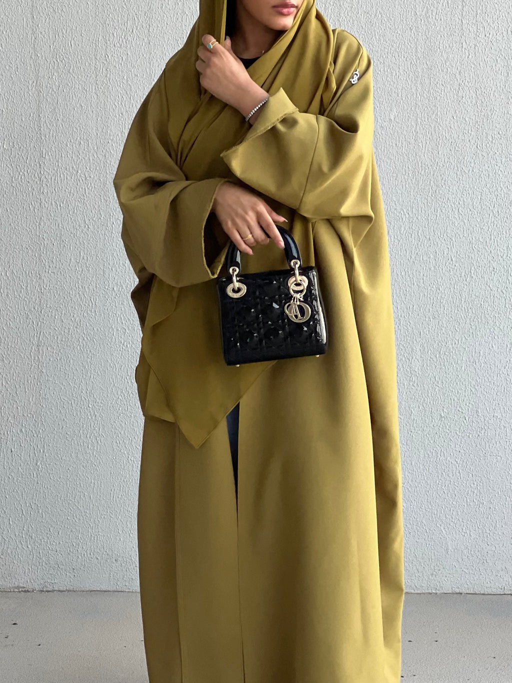 Mustard Green Abaya - Half bisht Abaya