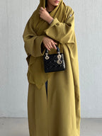 Mustard Green Abaya - Half bisht Abaya