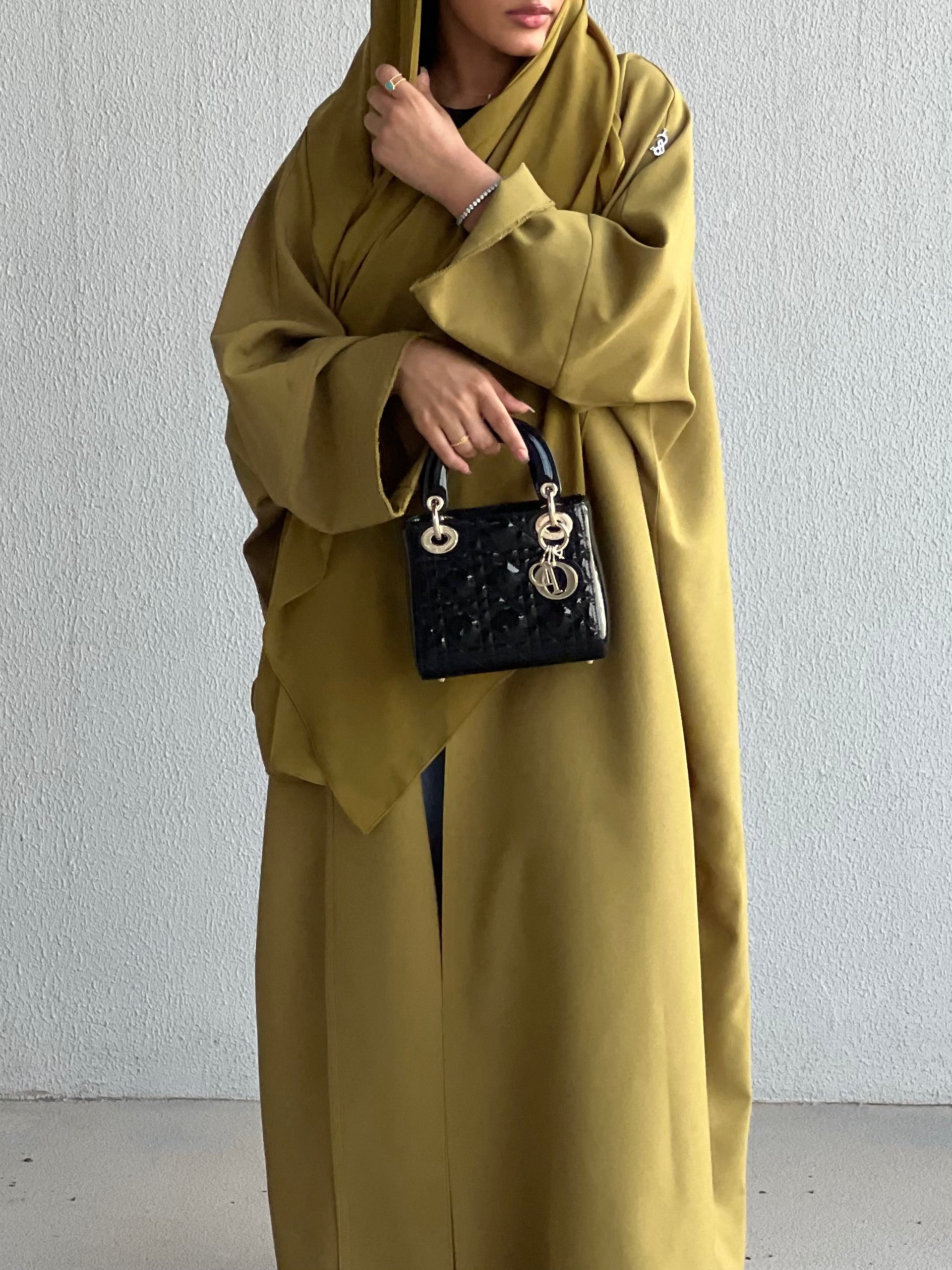 Mustard Green Abaya - Half bisht Abaya
