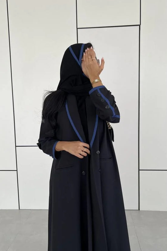 Black with Blue Blazer Abaya