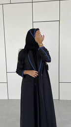Black with Blue Blazer Abaya