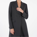 Classic Black Blazer Collar Open Abaya