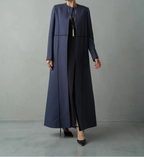 Elegant Slate Blue Minimalist Abaya with Contrast Piping