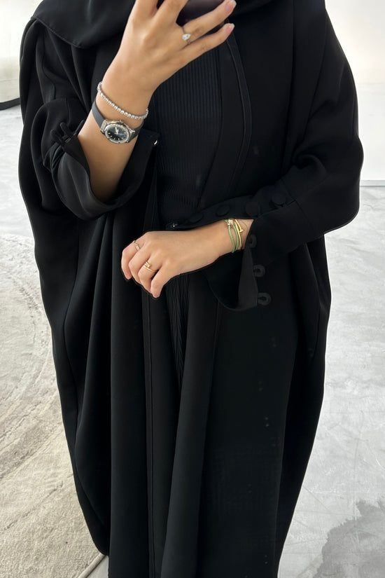 Black buttons classic Abaya