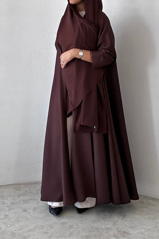 Cloche Cut Abaya - Brown