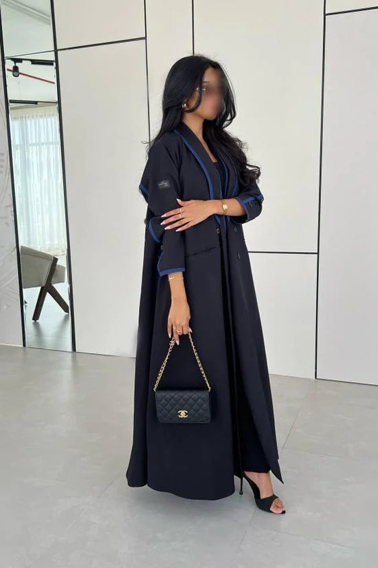Black with Blue Blazer Abaya