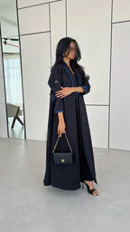 Black with Blue Blazer Abaya