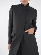 Premium Black Mandarin Collar Open Abaya