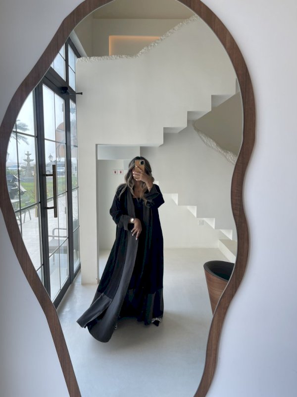 Simple Black with Grey Abaya