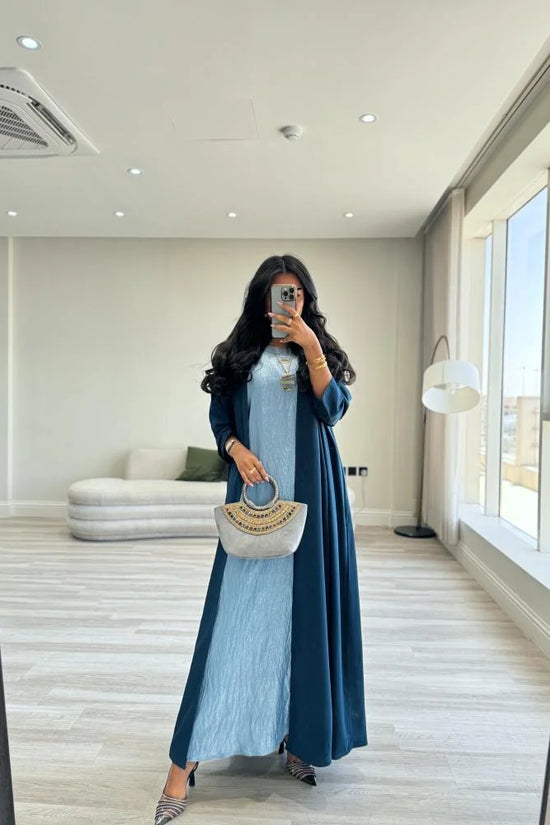 Teal Cloche cut Abaya with Shaila