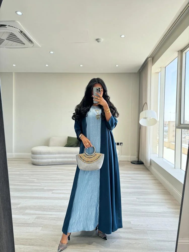 Teal Cloche cut Abaya with Shaila