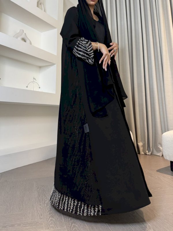 Black with printed black Abaya